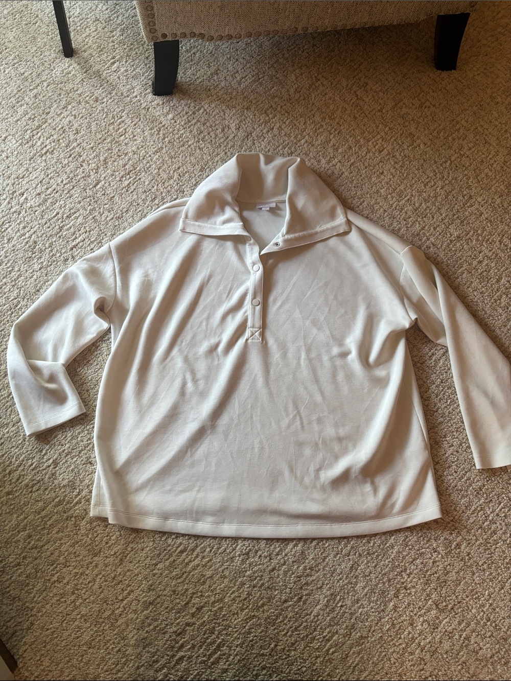 J. Jill Off White Snap 1/2-Front Lightweight Sweatshirt